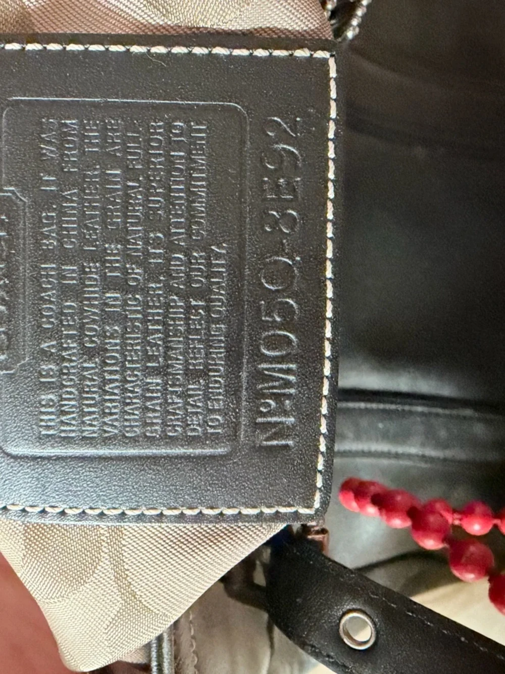 COACH Black Leather Shoulder Tote with Signature Tag - Picture 3 of 3